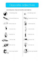 English Worksheet: circle the correct opposite adjectives