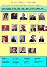 English Worksheet: NATIONALITIES..........WITH POLITICIANS!!!