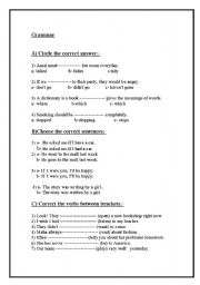English Worksheet: Grammar revision