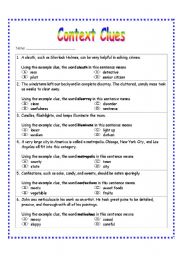 English Worksheet: Context Clues Worksheet 1