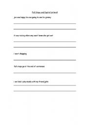 English Worksheet: Capital letters and full stops