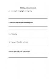 English worksheet: Capital letters and full stops