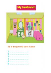 English Worksheet: my bedroom