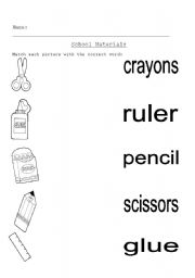 English Worksheet: SCHOOL MATERIALS