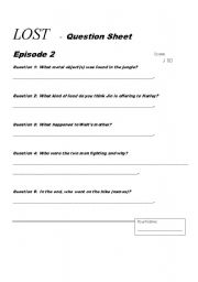 English Worksheet: Lost - Worksheet - Episode 2