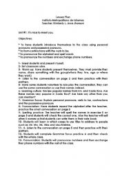 English Worksheet: lesson plan for intro students