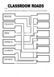 English Worksheet: CLASSROOM ROADS