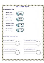 English worksheet: What Time is it?