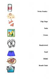 English worksheet: At the beach