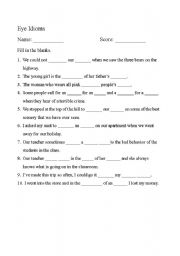 English worksheet: eye idioms