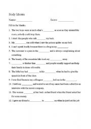 English Worksheet: Body idioms