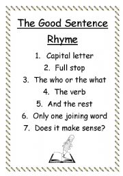 English worksheet: The Good Sentence Rhyme