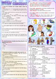 English Worksheet: Wish clauses (fully editable - keys included)