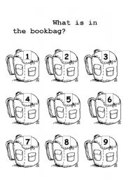 English Worksheet: What is in the book bag?