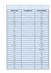 English worksheet: Irregular verbs 