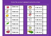 English Worksheet: circle the correct alphabet