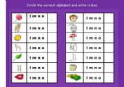 English worksheet: circle the correct alphabet