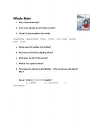 English Worksheet: Whale Rider #1 - While Viewing