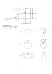 English Worksheet: fruit- crossword