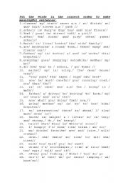 English Worksheet: put the word in correct order to build a sentence