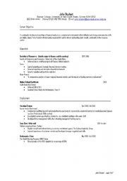 English worksheet: Sample Resume 1