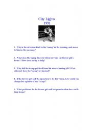 English Worksheet: Charlie Chaplins City Lights discussion sheet