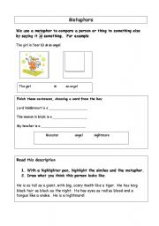 English worksheet: Metaphors