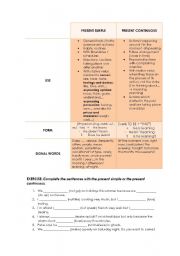 English Worksheet: Present Simple vs. Present Continous