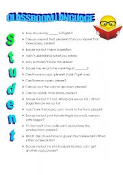 English Worksheet: Classroom language (advanced)