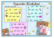 Opposites worksheet