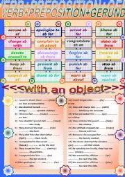 English Worksheet: VERB+PREPOSITION+GERUND (with an object)