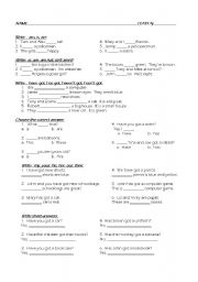 English Worksheet: verbs to be