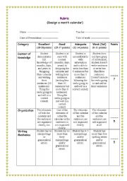 English Worksheet: Rubric to assess students work 