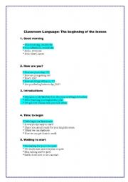 English worksheet: Classroom language  esl