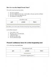 English worksheet: tenses: simple present and present progressive