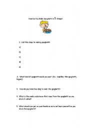 English Worksheet: how to make spaghetti