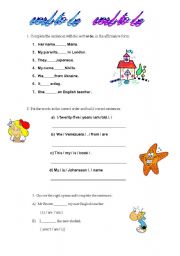 English Worksheet:  verb to be