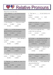 English Worksheet: relative pronouns test