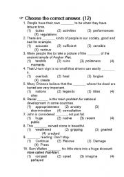 English Worksheet: grammar test 12