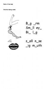 English Worksheet: find the missin words