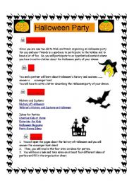 Halloween Party Project and Scavenger hunt on Halloween History and Customs