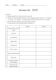 English worksheet: ice breaker: Find someone who 