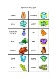 English Worksheet: CLOTHES MEMORY