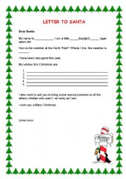 English Worksheet: LETTER TO SANTA