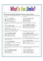 Simile Worksheet #3