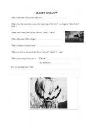 worksheet on  film : sleepy hollow