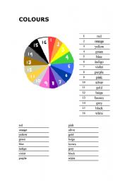 English Worksheet: Colours