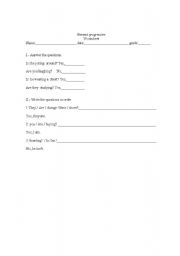English Worksheet: Present progressive or Present continuous