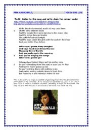 English Worksheet: Song: Amy Macdonald - This is the life