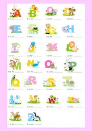English Worksheet: My animal alphabet